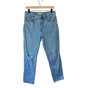 MADEWELL Jeans Women Size 30 Distressed Knee High Rise Light Wash Tapered‎
